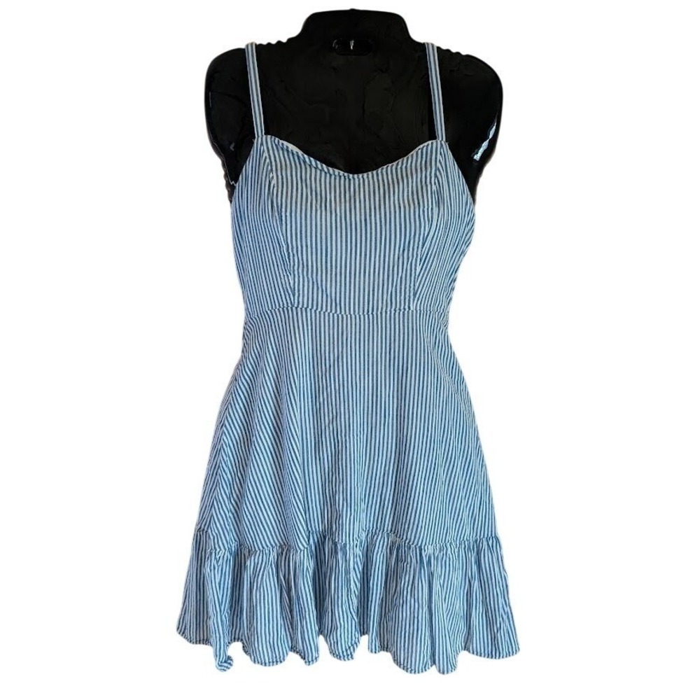 Old Navy Sundress M Cottagecore Coastal Nautical Summer Smocked Ruffle Mini